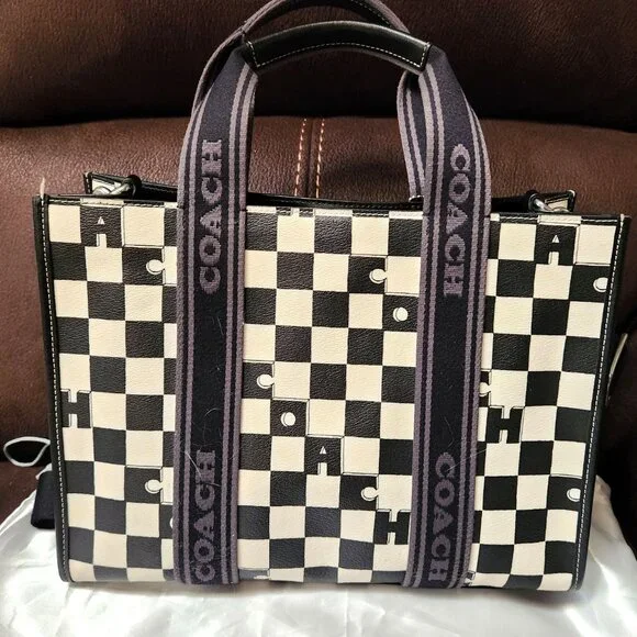 Coach Smith Tote with Checkerboard Print - Off-white & Black - EUC - Picture 3 of 13